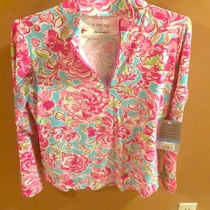 Floral Quarter zip workout shirt